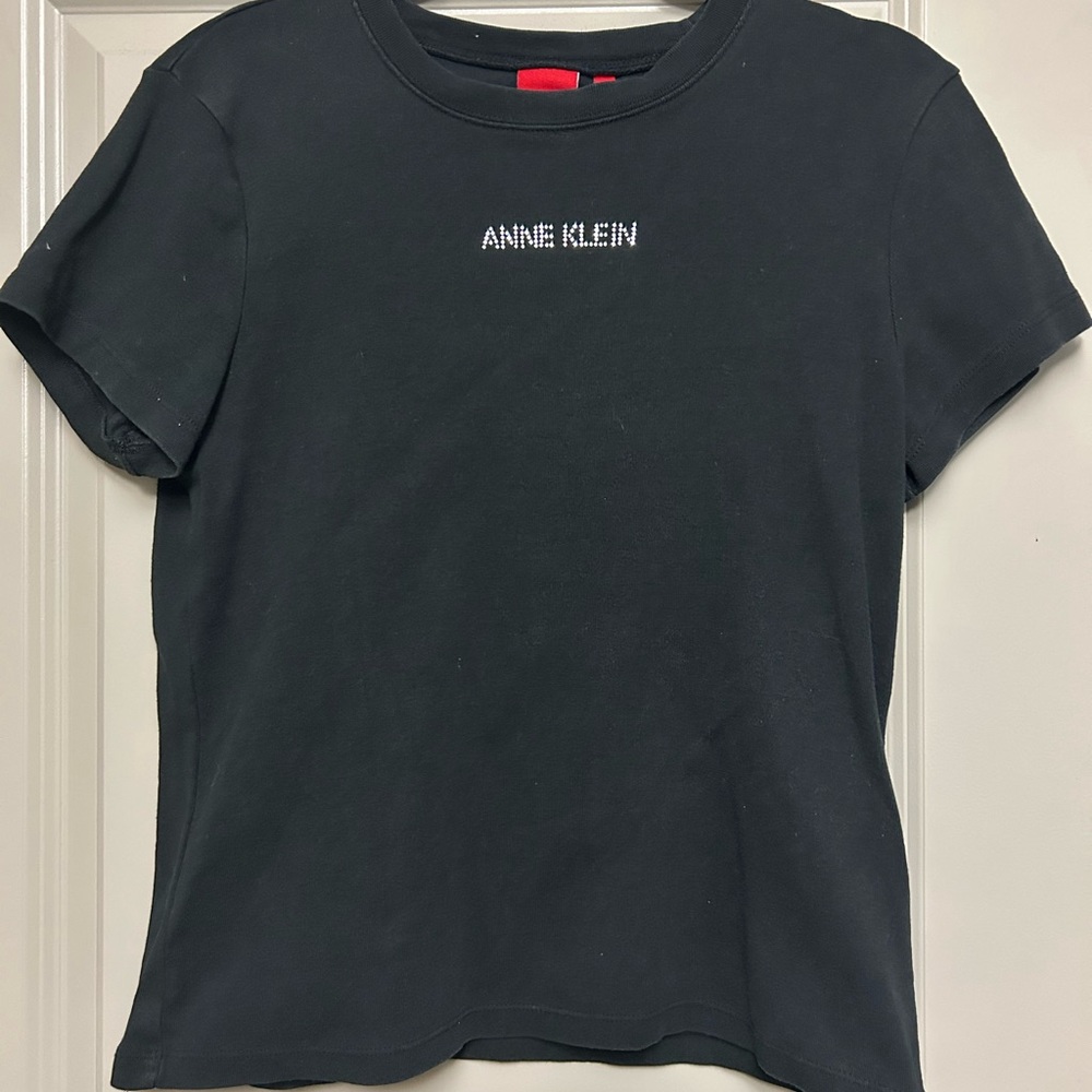 Anne Klein Black Fitted Short Sleeve Tee